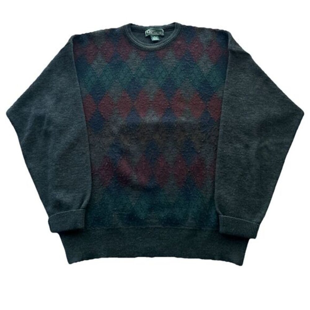 Vintage Croft & Barrow Men's Medium Wool Blend Argyle‎ Pattern Pullover Sweater